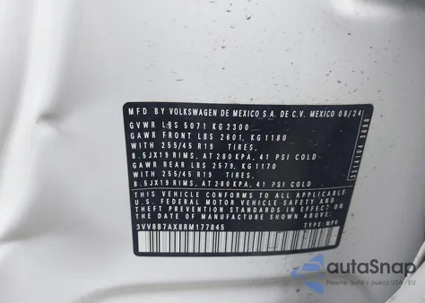 2024 Volkswagen Tiguan 2.0T Se R-Line Black from USA, damaged, VIN 3VV8B7AX8RM177845